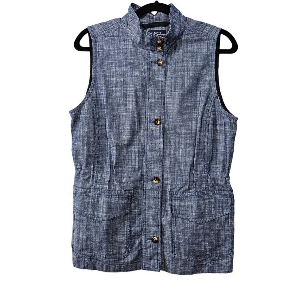 🔥Talbots Chambray Button Down Denim Utility Vest New